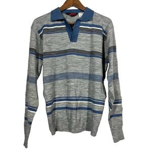 Vintage 80s SIM Sports in Motion Knit Long Sleeve Polo Sweater Top - L